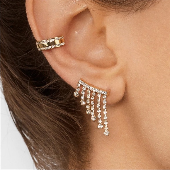 CZ Fringe Ear Climbers - Picture 1 of 2